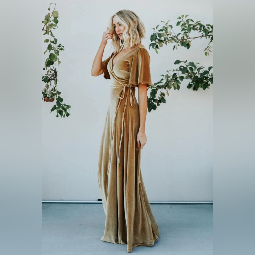 Baltic Born Meghan Wrap Dress in Gold. Size Medium